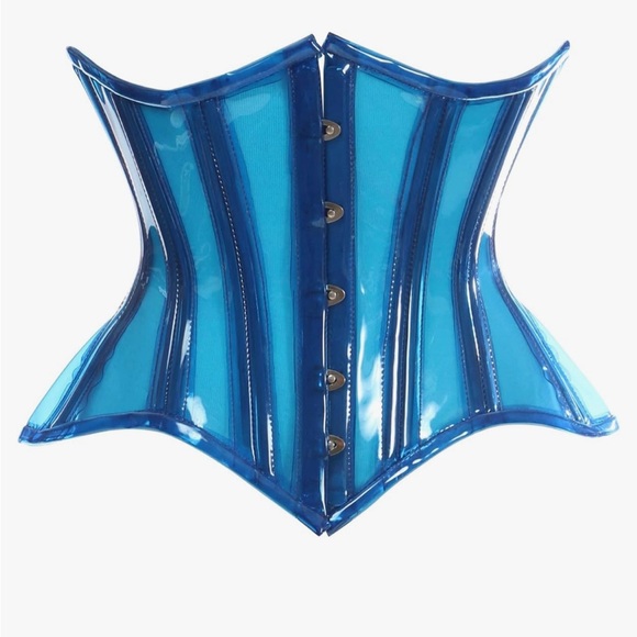 Lavish Blue Underbust Vinyl Corset - Picture 1 of 3
